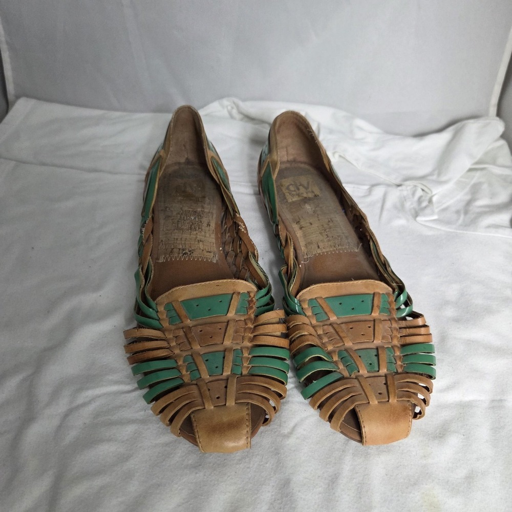 Dolce Vita Shoes Womens Size 8.5 Brown Green Colorblock Flats Slip On Leather